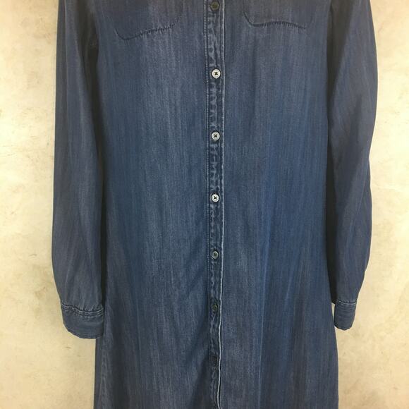 Anne Taylor LOFT Blue Chambray Button-Up Shirt Dress Women's Size  XS - Picture 4 of 16